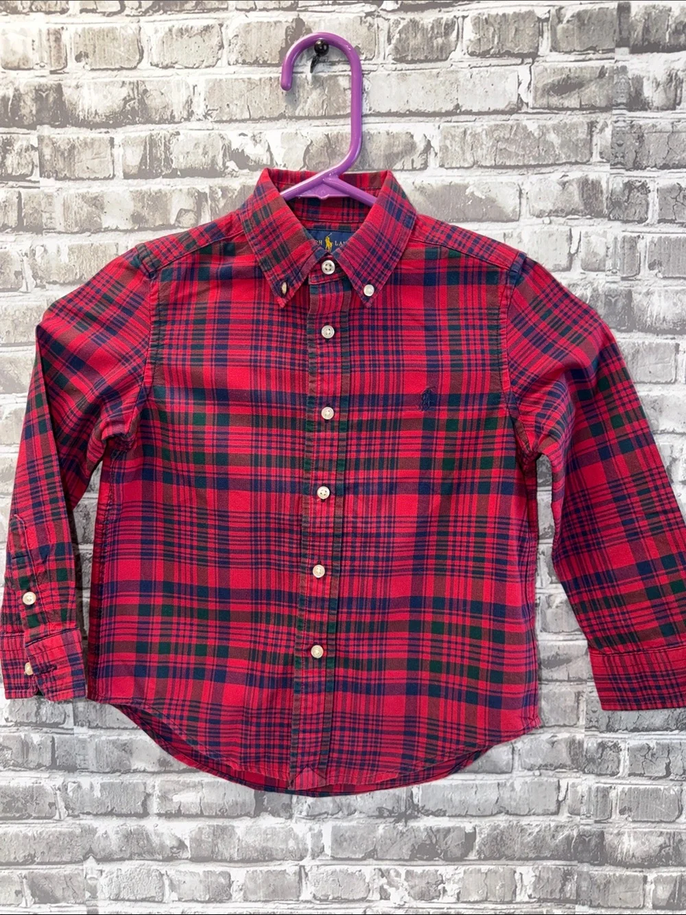 Boy's Ralph Lauren Red Plaid Button-Down Shirt